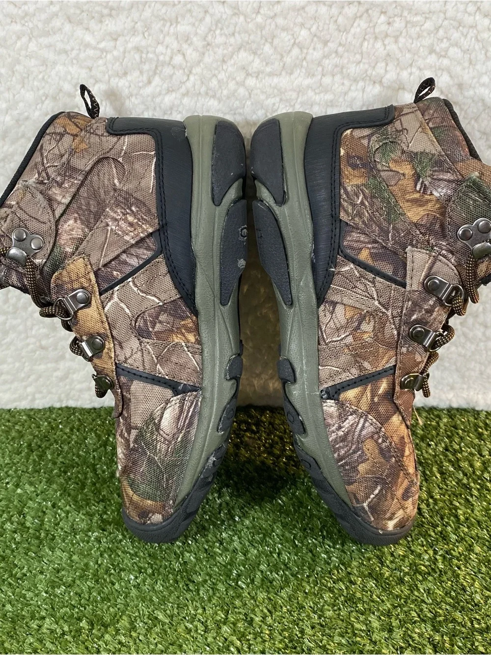 Ozark Trail Camouflage Hiking Boots Boys Size 6 Lace Up Green Brown